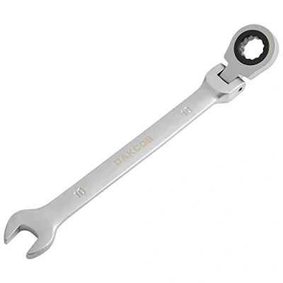 Immagine di DAKCOS Chiave a cricchetto combinata 10 mm metrica ad anello aperta con snodo in CR V finitura cromata opaca