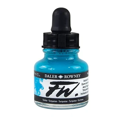 Immagine di Daler Rowney FW Flacone di inchiostro acrilico, 29,5 ml, colore: Turchese