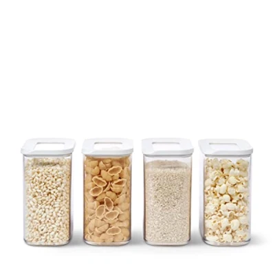 Immagine di Mepal Set di 4 pezzi Contenitori Plastica per Alimenti con Coperchio Organizzatori da Cucina Trasparente, Impilabili &amp; Ermetici x 1000 ml White