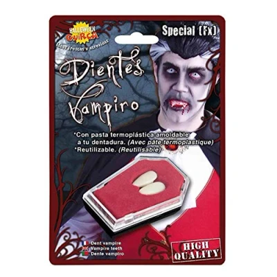 Immagine di FIESTAS GUIRCA Zanne in Termoplastica per Adulto Unisex Accessorio Denti di Costume da Vampiro e Mostro Ideale Halloween Feste a Tema Bianco
