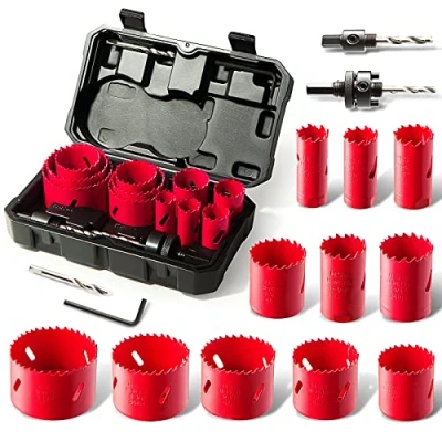 Immagine di HYCHIKA Sega a Tazza Bi metallica 17 PCS, 20mm 68mm, Profondità di Taglio Massima: 40mm, Seghe per Trapano, Ideale Forare Metalli Teneri, Legno, Pannelli in PVC e Plastica