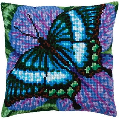 Immagine di Collection D&#039;Art Ricamo Kit Cuscino/VOLATIC Turchese 40 x 40, Tessuto, Multicolore, cm