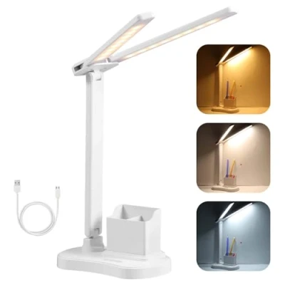 Immagine di Vinabo Lampada da Scrivania a LED, Tavolo 3 Luminosità e Colori, LED Protezione degli Occhi, per Bambini, Camera Letto, Comodino, Ufficio