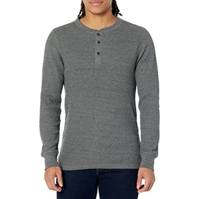 Immagine di Amazon Essentials Felpa con Collo Serafino a Nido D’Ape Maniche Lunghe Slim Uomo, Carbone, L