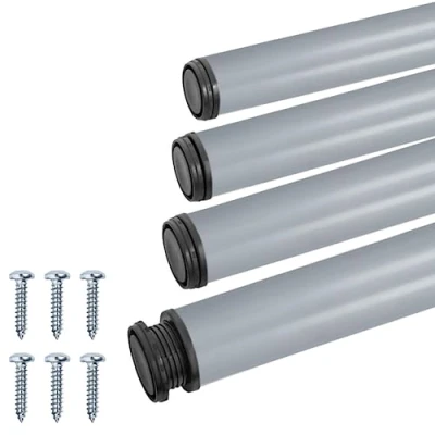 Immagine di Gedotec gambe da tavolo in metallo argento opaco, Eco D 60 mm, estremamente stabili, 4 piedini tavolo, colore argento, altezza regolabile 710 mm + 30 con materiale di fissaggio,