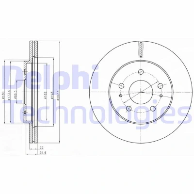 Immagine di DELPHI BG4326 Disco freno 287 22 5 ventilato Oleato non trattato senza cuscinetto ruota, anello sensore ABS DAIHATSU: Terios II