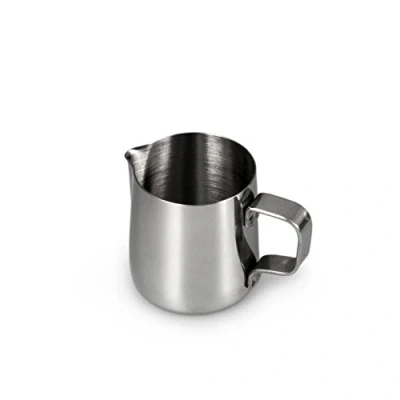 Immagine di YOUZiNGS bricco per latte in acciaio INOX da montare la schiuma, 150 ml, con schiumalatte caffè, schiuma latte, caffetteria, colore: argento lucido