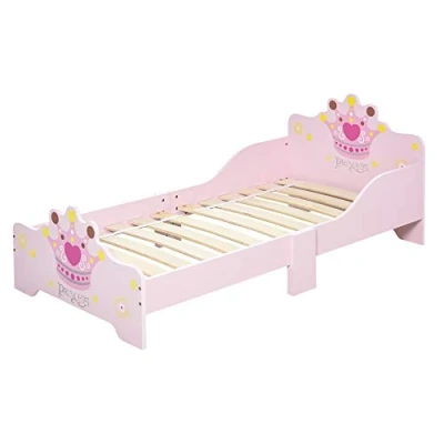 Immagine di HOMCOM Letto per Bambini con Bordi Rialzati e 6 Gambe in Legno Cameretta, Lettino Bimbi da 3 Anni, 143x73x60cm, Rosa