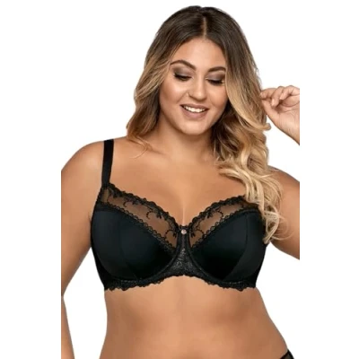 Immagine di Ava 1030 Liscio Reggiseno con Coppe Piene Semi Imbottite Ricamo Floreale, Nero,3F