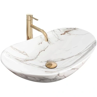 Immagine di Rea Lavabo DA APPOGGIO ROYAL SHINY AIAX Bagno 605 x 360 160 mm in Ceramica (Multicolore, simil marmo)