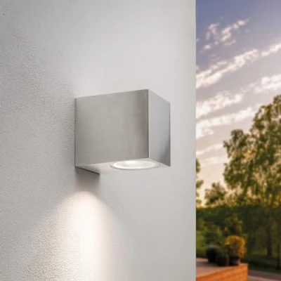 Immagine di Ledvion San Diego RVS, Lampada da parete a LED per esterno cubo grigio, bifacciale GU10 Up&amp;Down, esterno, parete, IP54