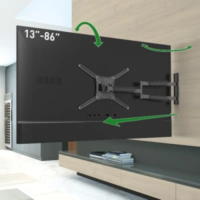Immagine di Barkan Supporto da parete per TV lungo 40&quot;, articolato 13 83&quot;, movimento completo, 4 movimenti, piatto/curvo, supporta fino a 50 kg, estremamente estensibile, adatto LED OLED LCD