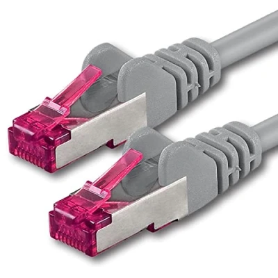 Immagine di 1aTTack.de 15m grigio 1 pezzo Rete Cavi Cat6a S FTP CAT 6a doppia schermatura certificato GHMT PIMF 500MHz 7 CU rame non contiene alogeni