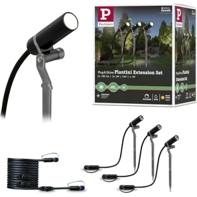 Immagine di Paulmann Plantini 94156 Sistema dilluminazione Plug&amp;Shine Espansione faretto LED da giardino Kit 3 (monocolore) 7.5 W Bianco caldo Antracite
