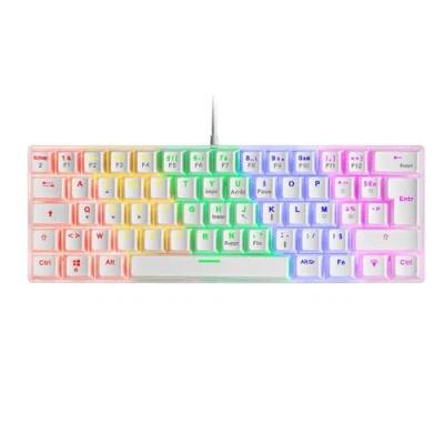 Immagine di Mars Gaming MK60 Bianco, Tastiera Meccanica FRGB, Antighosting, Switch Meccanico Marrone, Lingua Francese