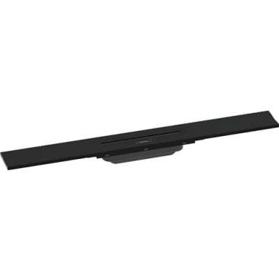 Immagine di hansgrohe RainDrain Flex set di canalina doccia accorciabile, canale drenaggio 700 mm, scarico a pavimento per montaggio filo muro, nero opaco
