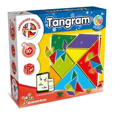 Immagine di Science4you Il Gioco del Tangram per Bambini in Cartone Montessori con 10 Sfide Realizzare Forme Geometriche Giochi Didattici Shape Puzzle 5 6 7 8 anni
