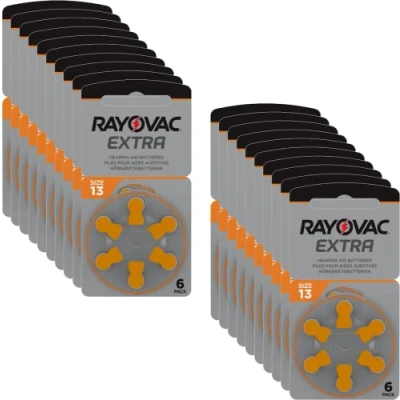 Immagine di 120 batterie per apparecchi acustici Rayovac 13 Extra advanced/batterie PR48/13AE,A13,DA13,P13,PR13H