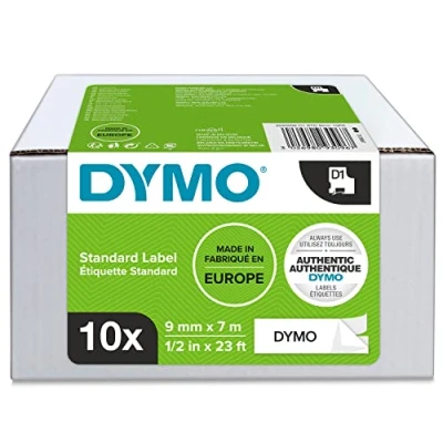 Immagine di DYMO 2093096 Cassetta nastro Kit da 10 Colore Nastro: Bianco carattere: Nero 9 mm 7 m
