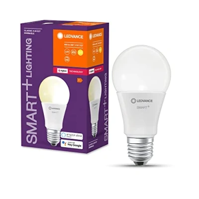Immagine di LEDVANCE Lampada LED intelligente con tecnologia ZigBee, E27 base ottica opaca ,Bianco caldo (2700K), 806 Lumen, sostituzione delle lampade 60W, dimmerabile intelligente, 4 Confezione