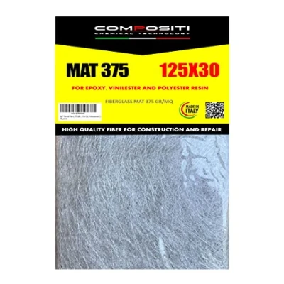 Immagine di Compositi Mat 375 GR/mq, Vetroresina Fibra di Vetro per Resina Epossidica, Vinilestere e Poliestere, prima scelta, bianco, 125 X 30 CM, Professionale (1)