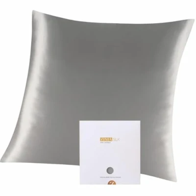 Immagine di ZIMASILK Federa in 100% seta di gelso, con entrambi i lati da 19 Momme, delicata sui capelli e sulla pelle, 1 pezzo (80 x 80 cm, Grigio Argento)
