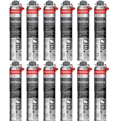 Immagine di Schiuma espansiva in poliuretano prousa usa e getta, 700 ml, set di 12 bombolette per interni/esterni, eccellente isolamento acustico, unico sul mercato, applicazione a pistola