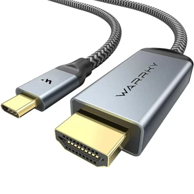 Immagine di WARRKY Cavo USB C HDMI 4K, Adattatore [Spine Placcate in Oro] da Type a Compatibile con Thunderbolt 3/4, Apple MacBook Pro/Air, iMac, iPad Pro, Galaxy S20, Surface, Dell 1m