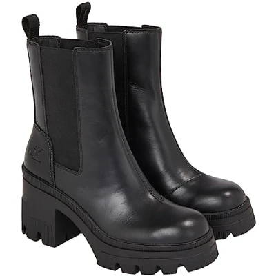 Immagine di Calvin Klein Jeans Chunky Heeled LTH Stivaletti con tacco, Donna, Taglia: 41, Triple black Pelle