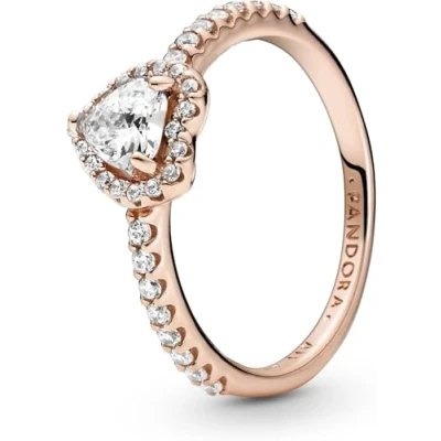 Immagine di PANDORA Signature Anello con cuore placcato in oro 14k zirconia cubica trasparente, 50