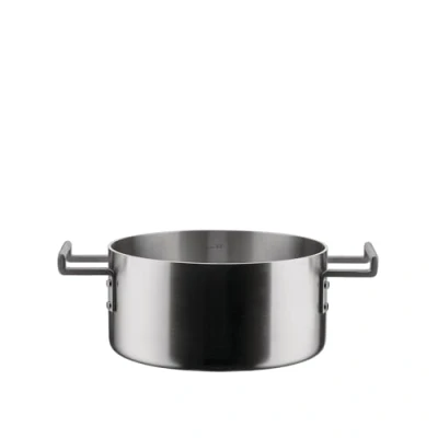 Immagine di Alessi Convivio DC101/20 Casseruola a Due Manici in Trilamina di Design, Adatta Induzione, Acciaio Inossidabile e PVD con Fondo Magnetico, 20 cm, Satinata