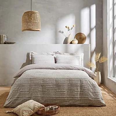 Immagine di Pineapple Elephant Bedding Enola Set copripiumino matrimoniale in cotone azteco, con federe, colore: Grigio