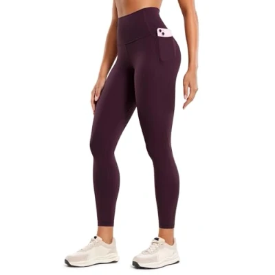Immagine di CRZ YOGA Donne Butterluxe Allenamento Ghette 64cm A Vita Alta Leggings con Tasche Buttery Soft Viola Profondo 42