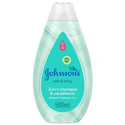 Immagine di Johnson&#039;s Baby Soft &amp; Shiny 2in1 shampoo e Balsamo, bambini con Balsamo per un&#039;idratazione extra, delicato formula Non Più Lacrime, capelli senza solfati, 500 ml