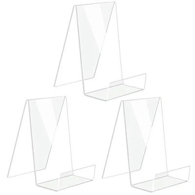 Immagine di 3 Pezzi Acrilico Espositori, Display Espositore da Tavolo Acrilico, Trasparente Supporto per Libri, Plastica Book Stand Visualizzazione Quaderni