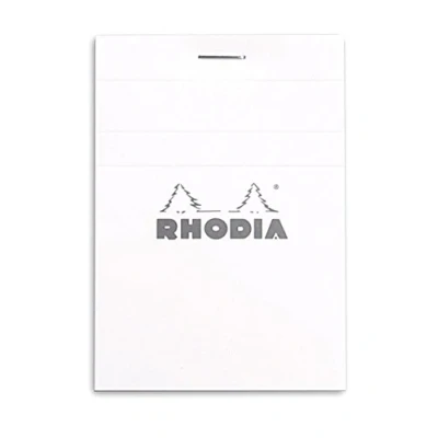 Immagine di RHODIA 11601C Bloc Notes Punto metallico N11 White A7 a righe 80 Fogli staccabili carta Clairefontaine bianca g/m Copertina in rivestita flessibile, Resistente e impermeabile Basics