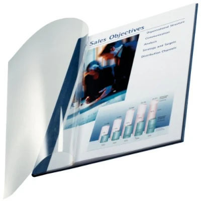 Immagine di LEITZ impressBIND copertina flessibile fronte trasp. f.to A4 dorso 14mm (106 140 fogli) Blu 74150035