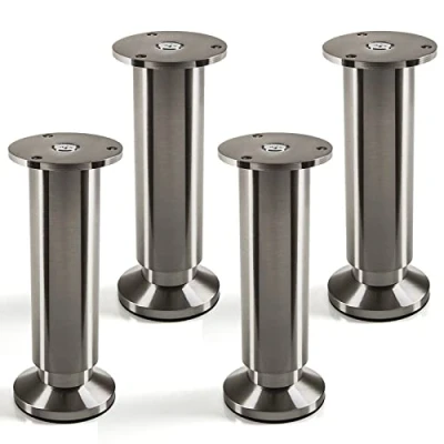 Immagine di SOTECH Set di 4 piedini per mobili ALPHA supporto regolabili aspetto acciaio inox spazzolato, carico fino a 250 kg Altezza: 150 mm