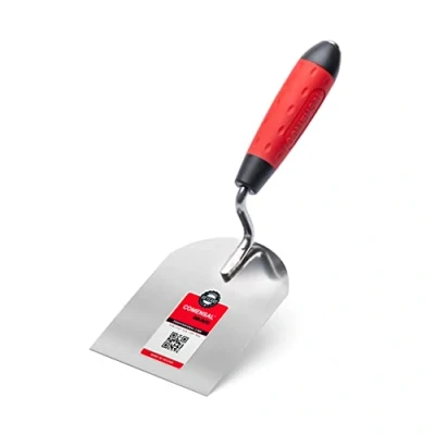 Immagine di COMENSAL® Cazzuola a punta quadra 100mm in Acciaio Inox da muratore Inossidabile con manico gomma Spatola per Stucco Made EU