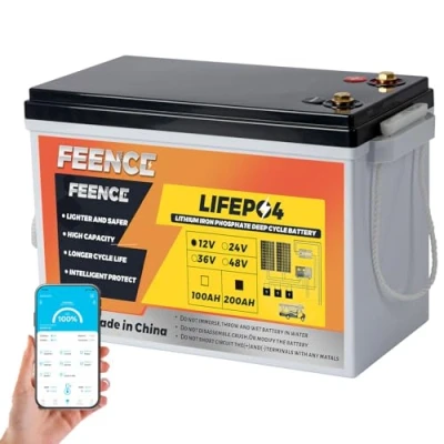 Immagine di Mini batteria al litio 12 V 200 Ah Lifepo4 con BMS Bluetooth A, auto 15000 cicli 2560 Wh Deep Cycle, perfetta per camper, impianti solari, marine