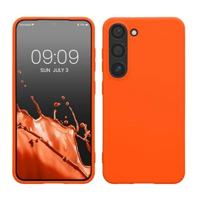 Immagine di kwmobile Custodia Compatibile con Samsung Galaxy S23 Cover Back Case per Smartphone in Silicone TPU Protezione Gommata arancione fluorescente