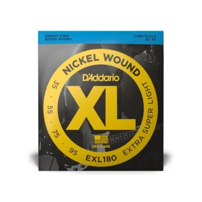 Immagine di D&#039;Addario Corde Basso Elettrico XL EXL180 4 Lunga Scala, Extra Super Luminoso, 35 95 1 Pacchetto
