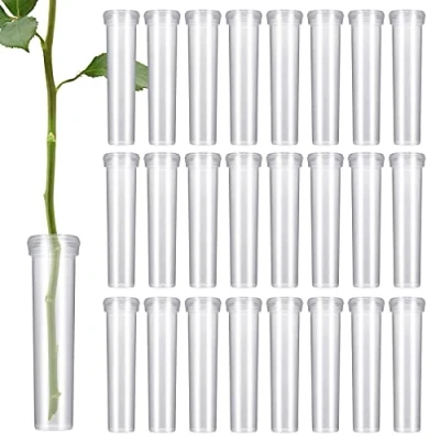 Immagine di Zocipro 100Pcs Provette Plastica, 10ml Portaconfetti con Coperchio, di Plastica Trasparente per Artigianato Fai, Tubo Acqua Fiore Decorazione, Bomboniere Nozze