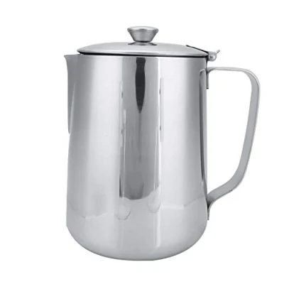 Immagine di Nikou Bicchiere da schiuma, Tazza caffè in acciaio inossidabile Brocca con schiuma Latte coperchio per Art(2000ml)