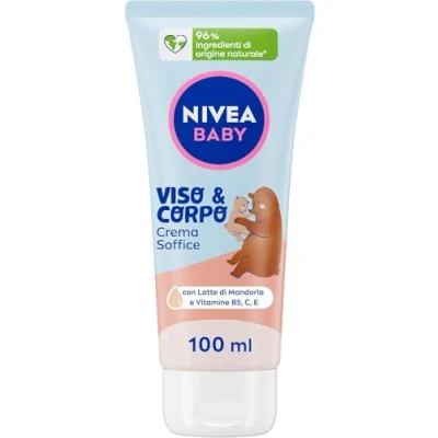 Immagine di NIVEA BABY viso &amp; corpo Crema Soffice 100ml, bambini idratante e nutriente, neonato con Latte di Mandorla Vitamine, contro disidratazione secchezza