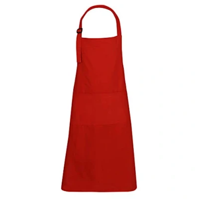Immagine di RAJRANG Grembiule da Cuoco Rosso Collo Regolabile Con 3 Tasche in Cotone Solido 69 x 89 cm