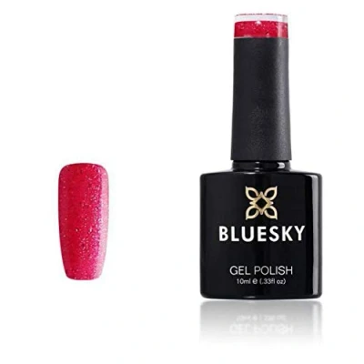 Immagine di Bluesky Smalto Per Unghie Gel, Bright Pink Glitter, Xk33, Rosa, Neon, Luccichio (Per Lampade Uv E Led) 10 Ml