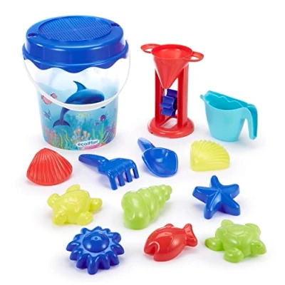 Immagine di JOUETS ECOIFFIER 513 Secchio Rivestito Trasparente 21 cm Decor Gioco da Spiaggia per Bambini dai 18 Mesi Origine Francia Garanzia, Colore Delfino (Dolphin), large,