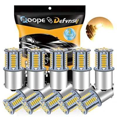 Immagine di Defvnsy Lampadina a LED 1156 BA15S P21W, 12 V, 2,2 W, 500 lm, super luminosa, colore bianco caldo, lampadine per interni camper, barche, rimorchi, 4014 39SMD 1141 1003 7506 (10 pezzi)