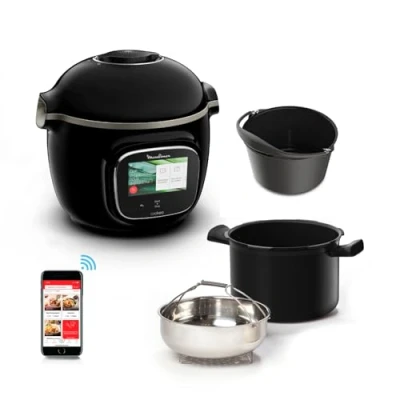 Immagine di Moulinex Cookeo touch Wifi Multicooker intelligente ad alta pressione + stampo per dolci 18 cm, 6 L, screen, 250 ricette integrate, applicazione YY5297FB, nero